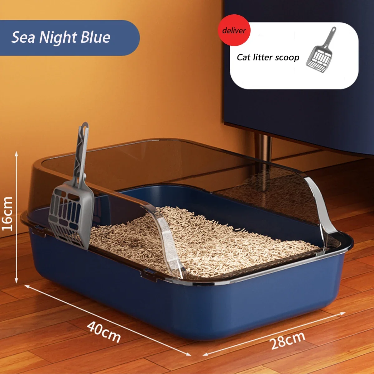 Cat Litter Box Thickening Kitty Sandbox Semi-enclosed High Side Splashproof Pet Bedpans with Litter Scoop Cleaning Cat Supplies - Image 3