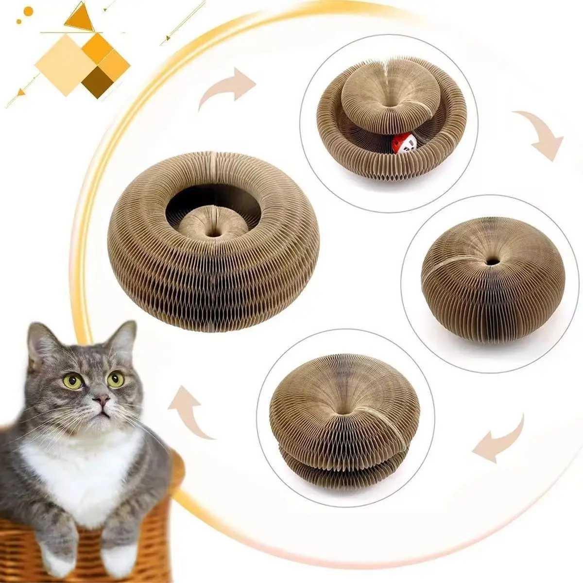 Magic Cat Toy Interactive Cats Ball Toys Kitten Game Training Stuff Fun Multiple Shapes Corrugated Paper Cat House Pet Supplies - Image 4
