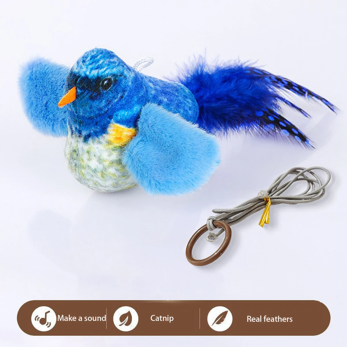 Smart Cat Chirping Bird Toy - Auto Sound Activation, Chew-Resistant Feathers & Catnip Attraction, Dual Play Modes for Interactiv - Image 3
