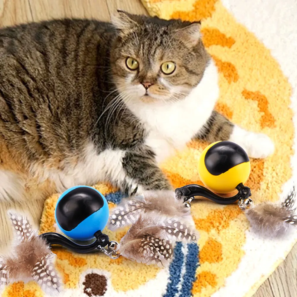 Cat Interactive Ball with Feather Tails And Sound Automatic Rolling Ball Interactive Cat Toy Ball for Cats and Kittens - Image 6