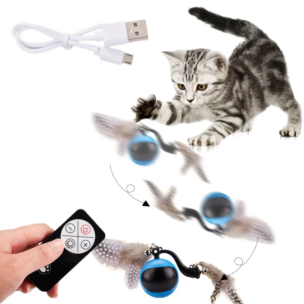Cat Interactive Ball with Feather Tails And Sound Automatic Rolling Ball Interactive Cat Toy Ball for Cats and Kittens - Image 3